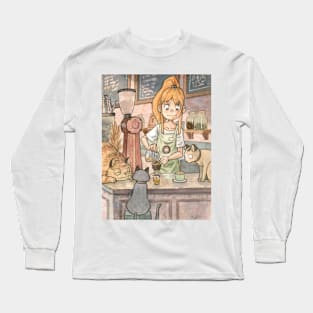 Blue Cat Cafe Long Sleeve T-Shirt